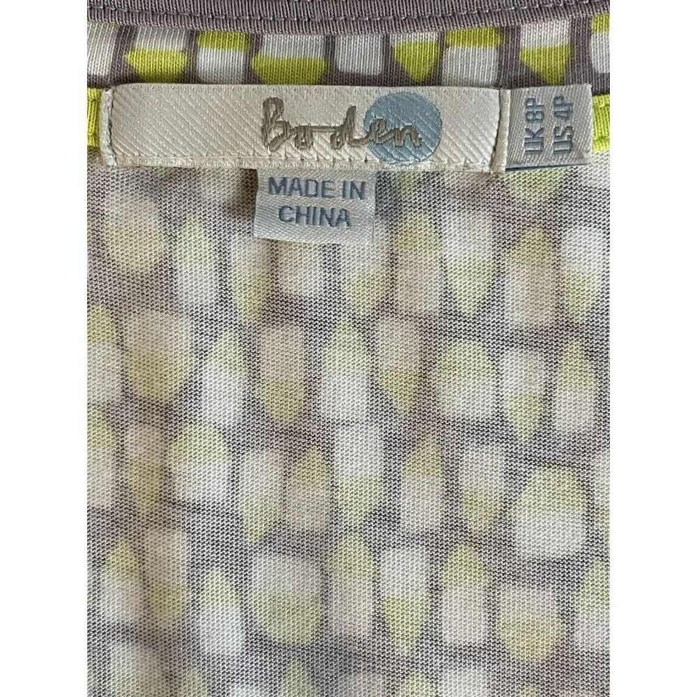 Boden Dress US Size 4P Gray & Lime Green Print Cap Sleeve Jersey Pockets EUC - Picture 9 of 14